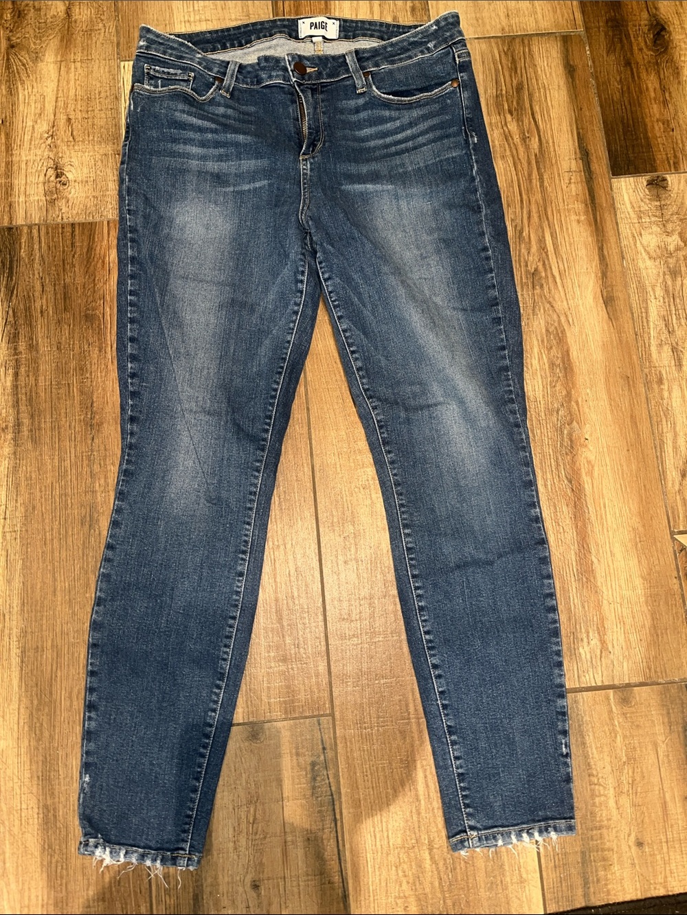 PAIGE Women's Verdigo Ankle Dark Blue Skinny Jeans with Frayed Hem